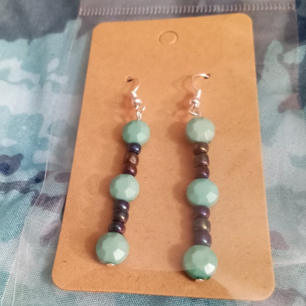 Hand Crafted fire roasted crystal iridescent drop statement earrings New